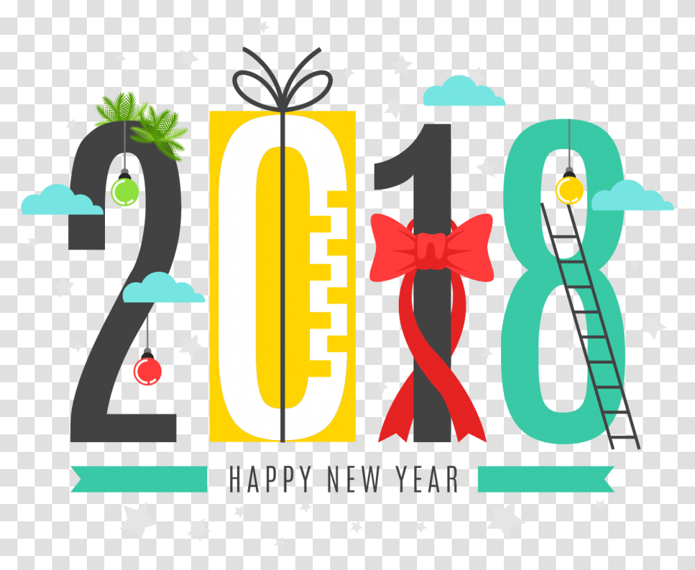 Happy New Year 2018, Number, Label Transparent Png