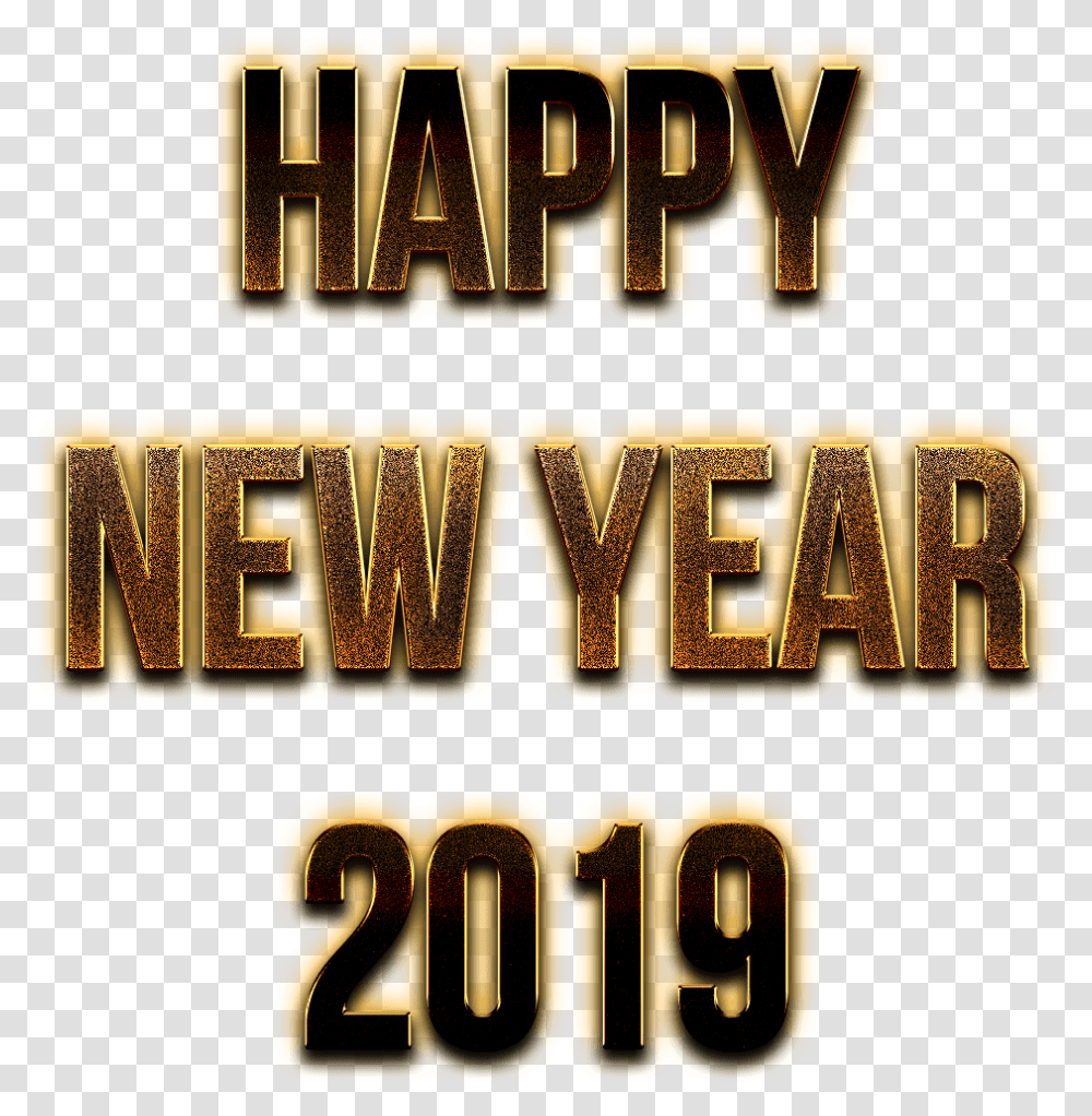 Happy New Year 2019 Golden Letters Happy New Year 2019 Letters, Pac Man, Game, Arcade Game Machine Transparent Png