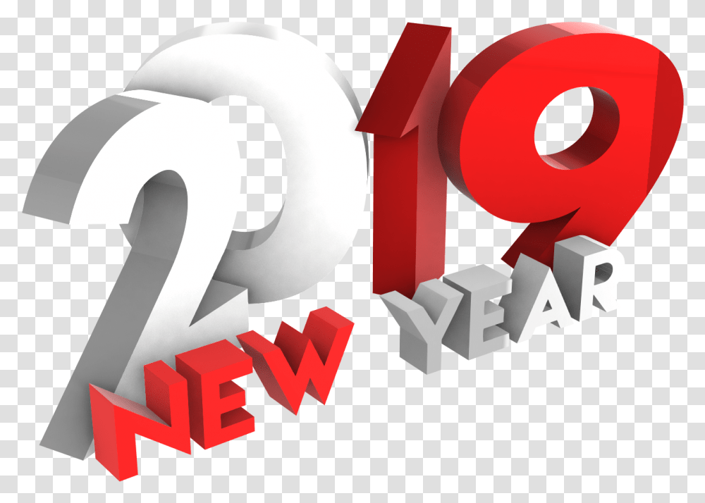 Happy New Year 2019 Red And White By Mtc Tutorials Graphic Design, Number, Alphabet Transparent Png