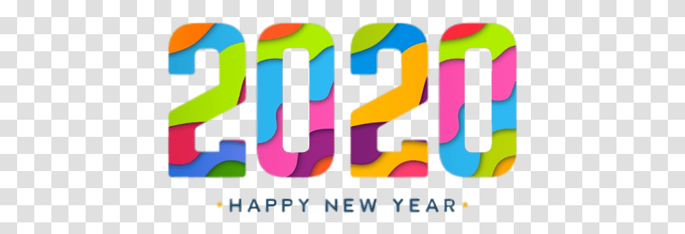 Happy New Year 2020 Colourful Design Graphic Design, Alphabet, Number Transparent Png
