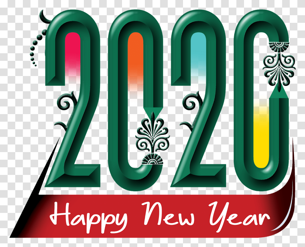 Happy New Year 2020 Dot, Word, Text, Alphabet, Graphics Transparent Png