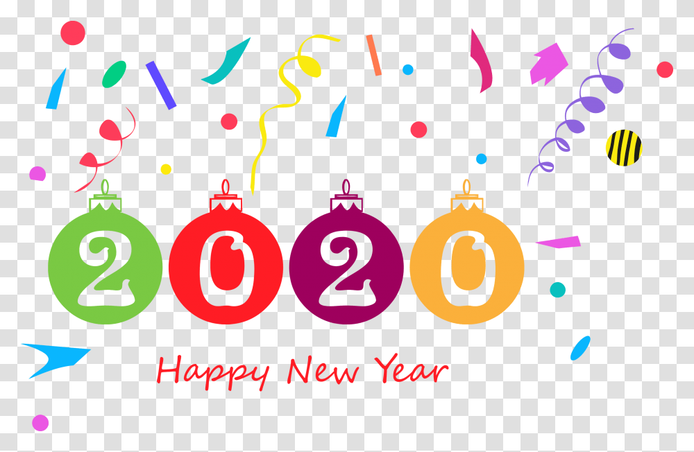 Happy New Year 2020, Number, Confetti Transparent Png