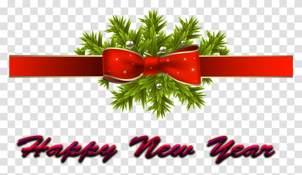 Happy New Year Background Christmas Ribbon, Tree, Plant, Conifer Transparent Png