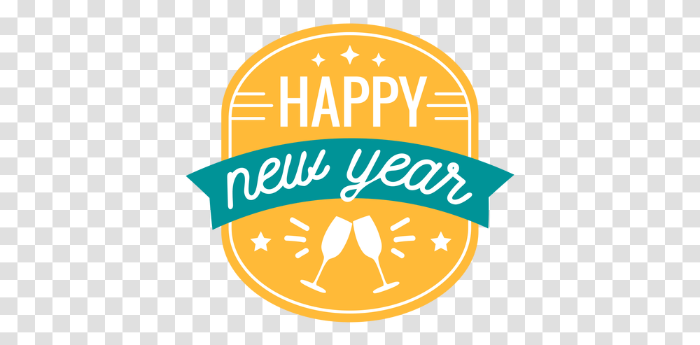 Happy New Year Badge Glass Sticker Clip Art, Label, Text, Food, Plant Transparent Png