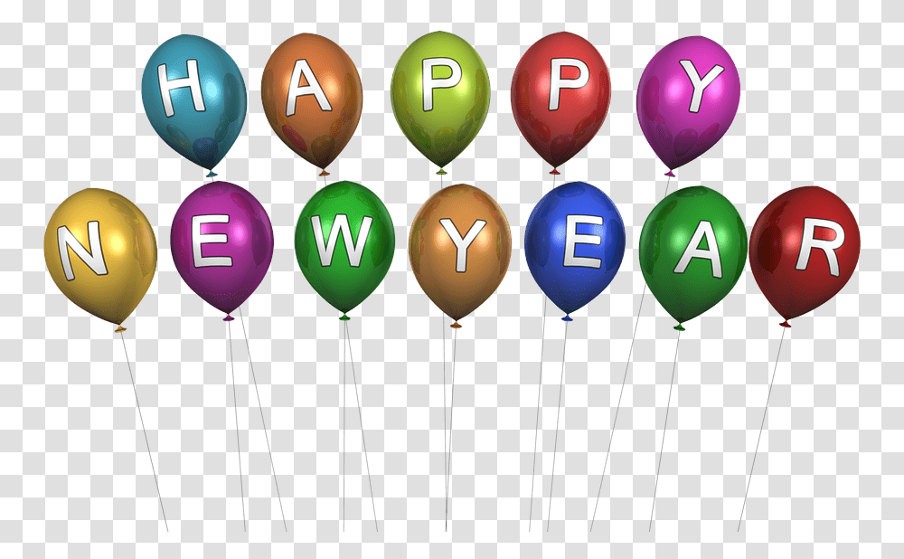 Happy New Year Balloons Balloon, Musical Instrument Transparent Png