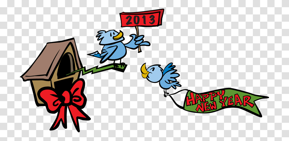 Happy New Year Banner, Bird, Animal, Pac Man Transparent Png