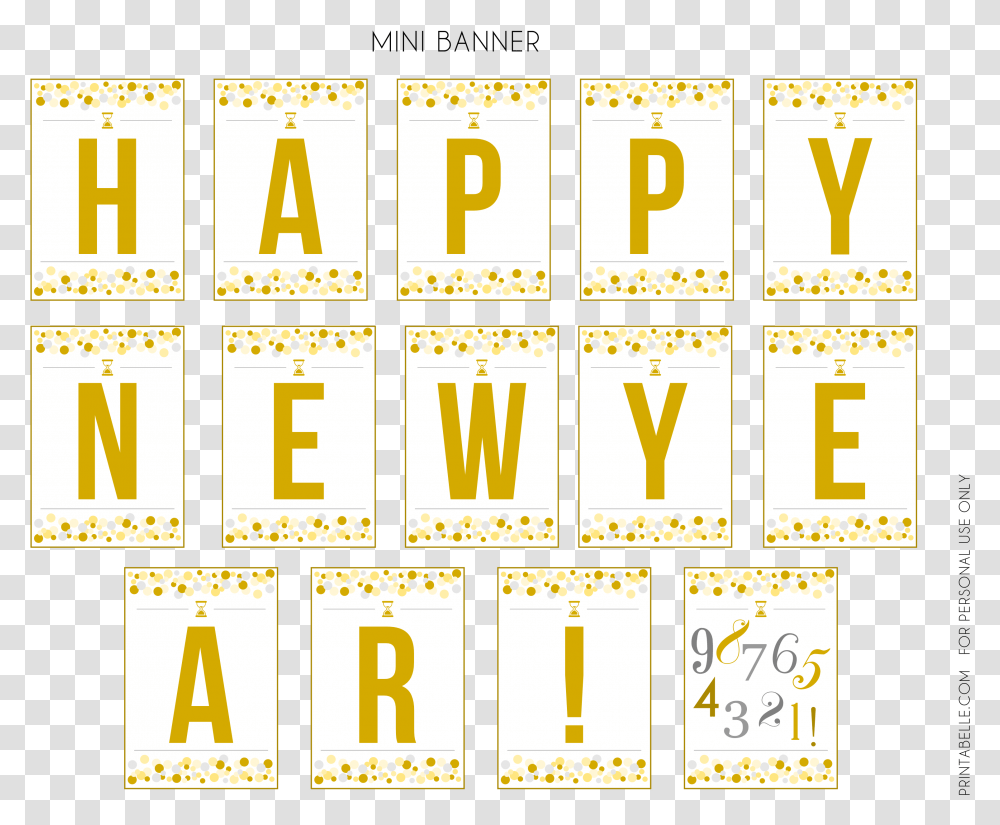 Happy New Year Banner Printable Printable New Year Banner, Number, Alphabet Transparent Png