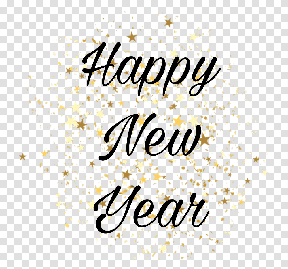 Happy New Year Calligraphy, Confetti, Paper, Light Transparent Png