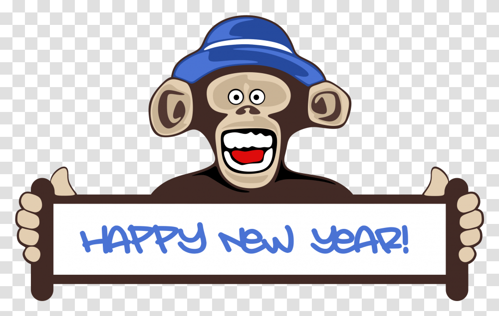 Happy New Year Clipart Funny Happy Monkey New Year 2019, Text, Performer, Clothing, Teeth Transparent Png
