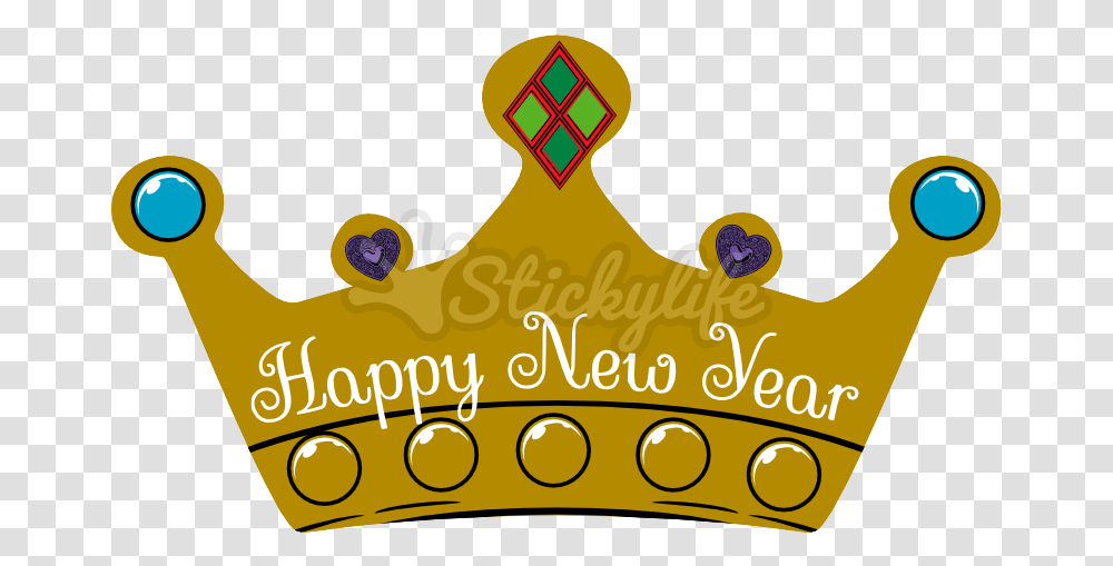 Happy New Year Decal Stickers For Happy New Year, Crown, Jewelry, Accessories Transparent Png