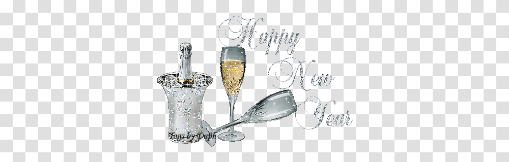 Happy New Year Glitter Gif New Year Sticker Gif, Glass, Goblet, Spoon, Cutlery Transparent Png