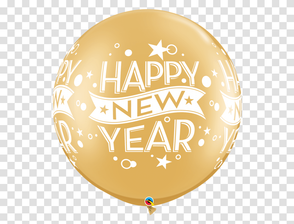 Happy New Year Gold Group Circle, Ball, Word, Balloon, Logo Transparent Png