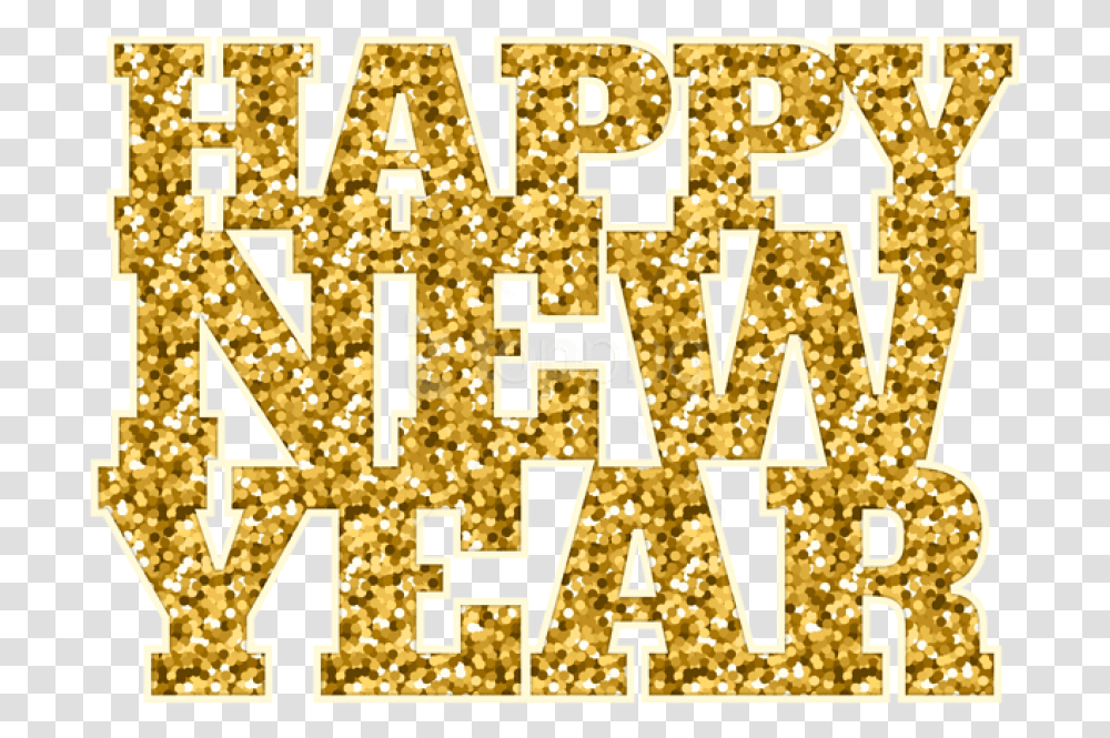 Happy New Year Gold Motif, Light, Glitter, Confetti, Paper Transparent Png