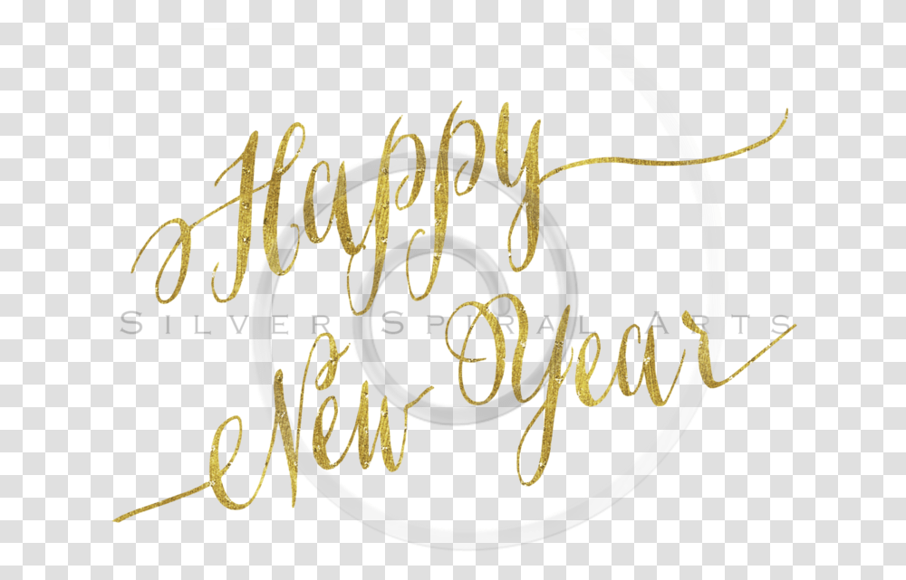 Happy New Year Gold, Calligraphy, Handwriting, Alphabet Transparent Png