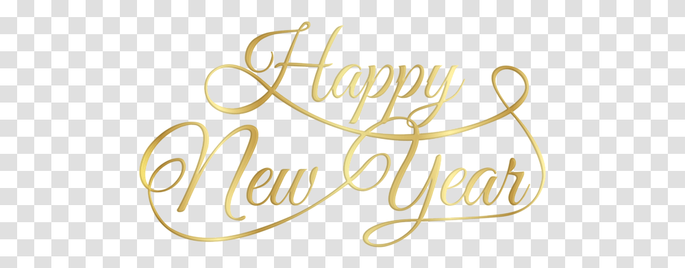 Happy New Year Golden Text Clipart 2020 Happy New Year Text, Calligraphy, Handwriting, Label Transparent Png