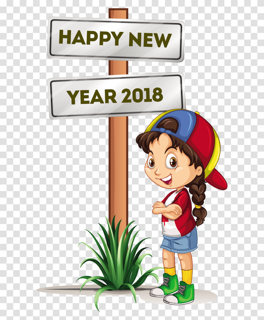 Happy New Year Happy New Year 2018 Girl, Person, Female Transparent Png