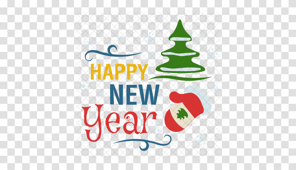 Happy New Year Icon Clip Art, Label, Text, Sticker, Plant Transparent Png