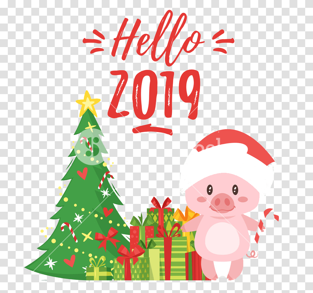Happy New Year Image 2019 New Year Cartoon, Tree, Plant, Ornament, Christmas Tree Transparent Png