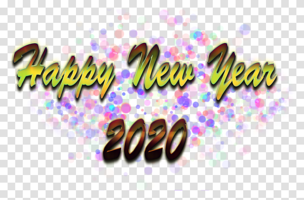 Happy New Year Image 2020 Calligraphy, Paper, Confetti, Text, Graphics Transparent Png