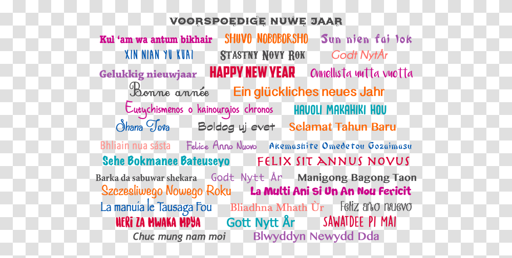 Happy New Year In Languages Around The World, Poster, Advertisement, Flyer Transparent Png