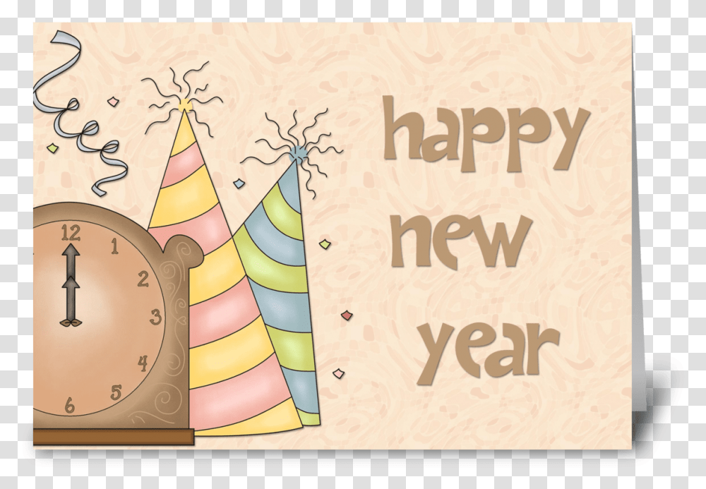 Happy New Year Party Hats Clock Greeting Card Saint Nicholas Day, Pattern, Cone Transparent Png