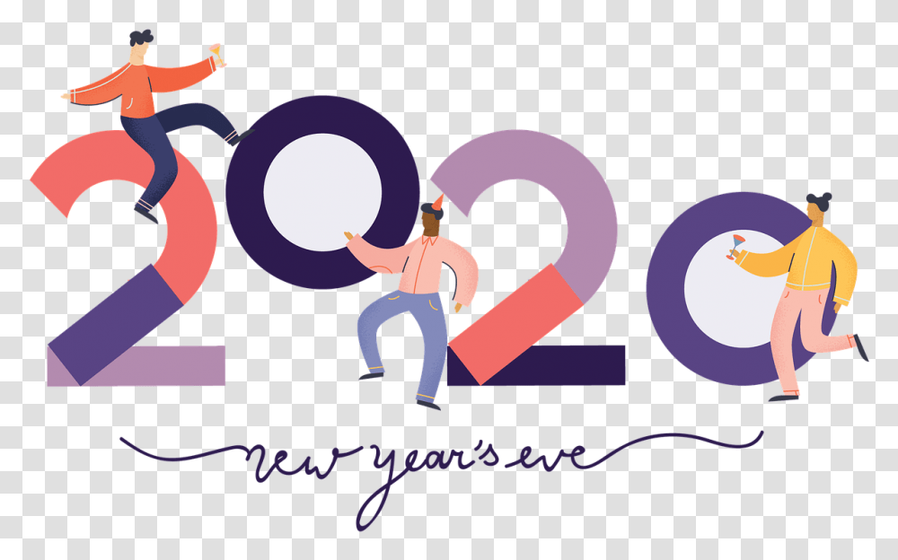 Happy New Year's 2020 Graphic With Two People Dancing Happy New Year 2020, Number, Person Transparent Png