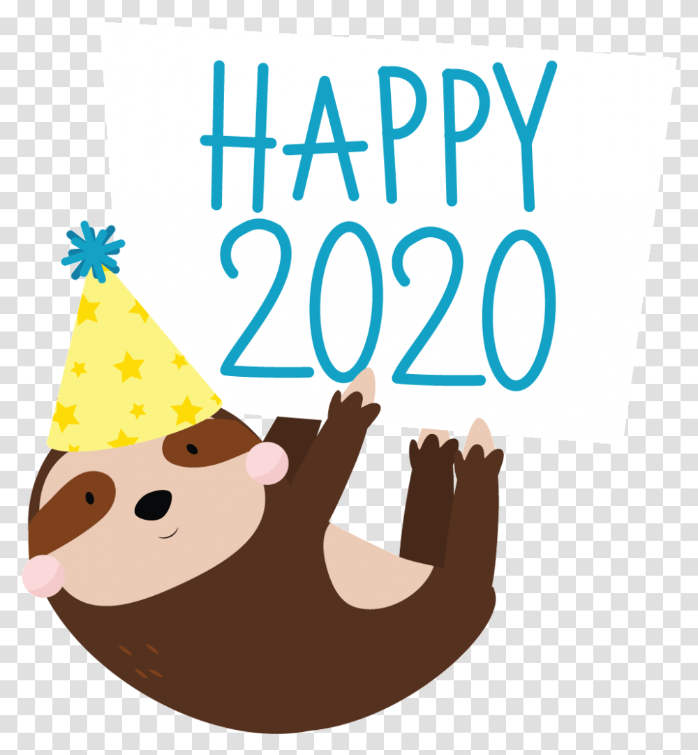 Happy New Year Sloth 2020, Apparel, Party Hat Transparent Png