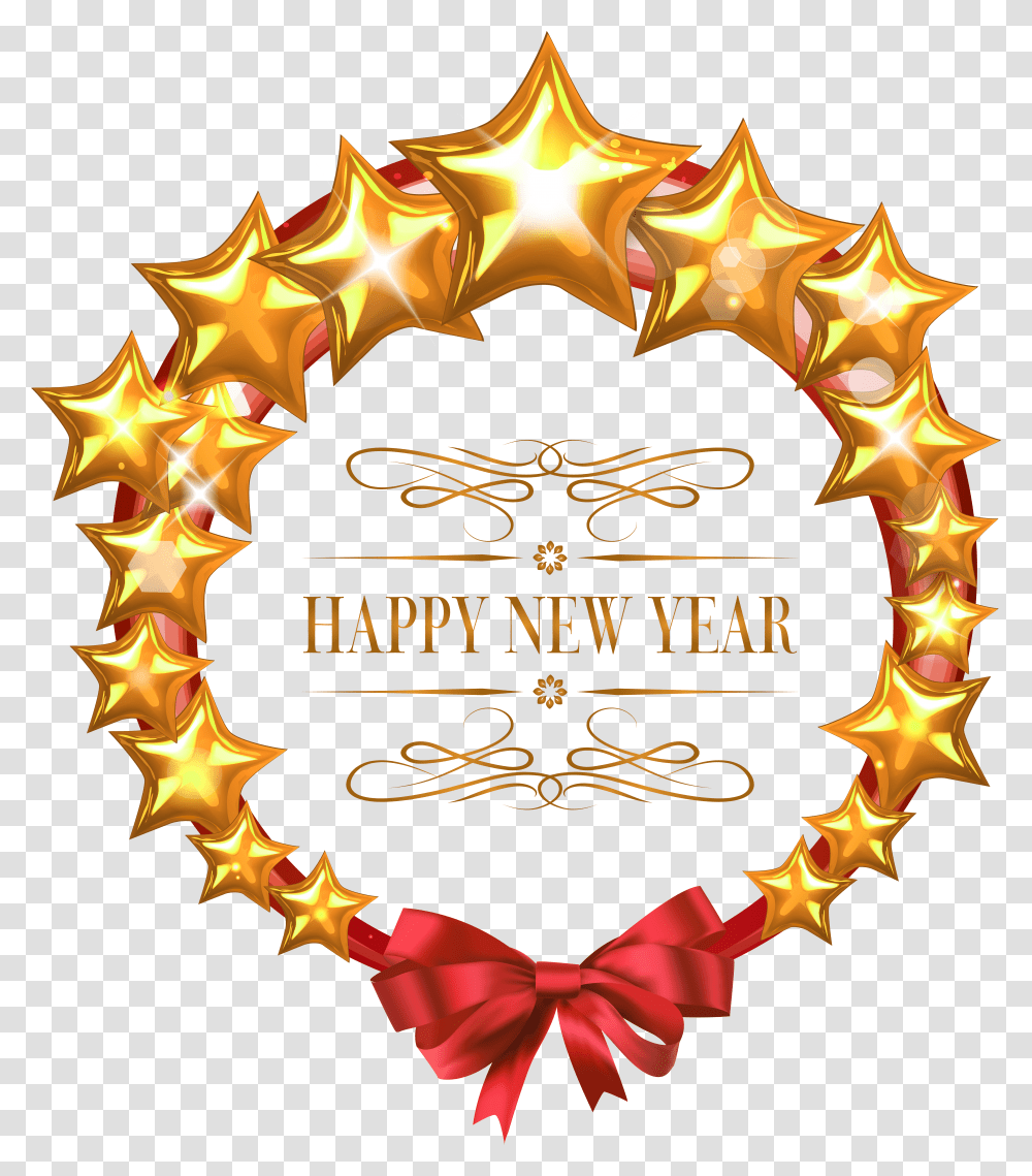 Happy New Year Stars Oval Decor Clipart Image Happy New Year Transparent Png
