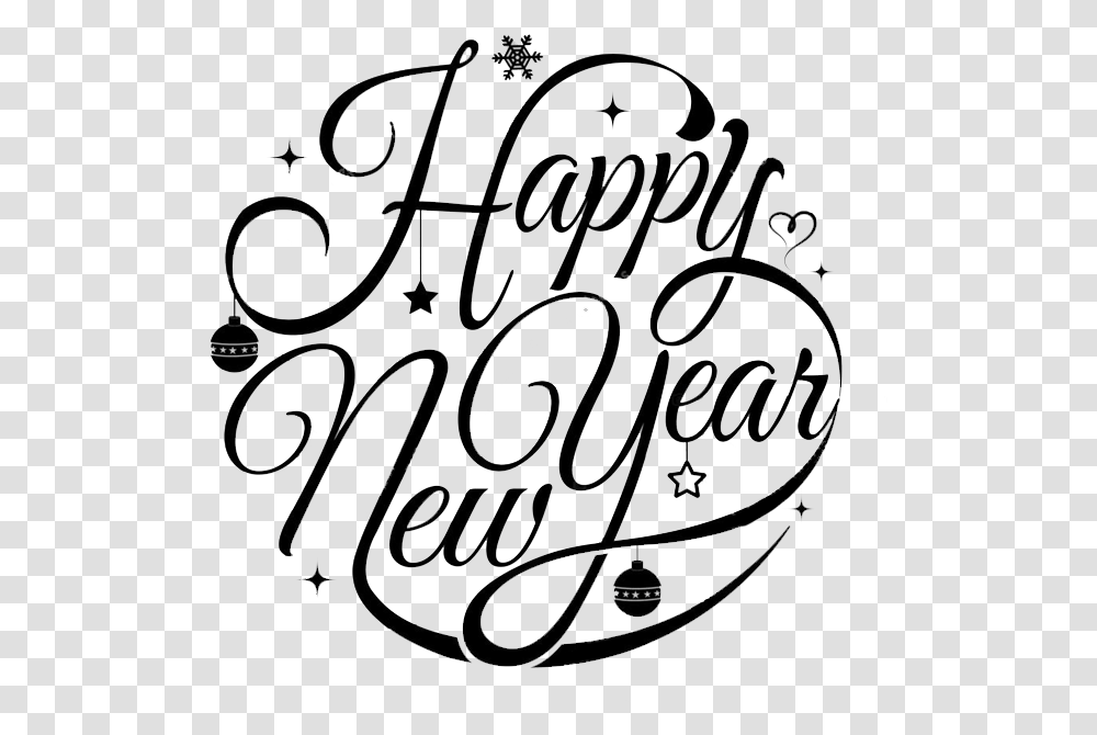 Happy New Year Text Vector, Calligraphy, Handwriting, Alphabet, Number Transparent Png