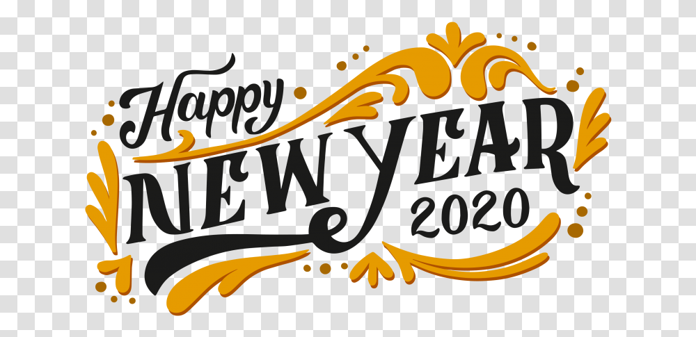Happy New Year With Vintage Lettering Free Image Happy New Year, Text, Label, Calligraphy, Handwriting Transparent Png