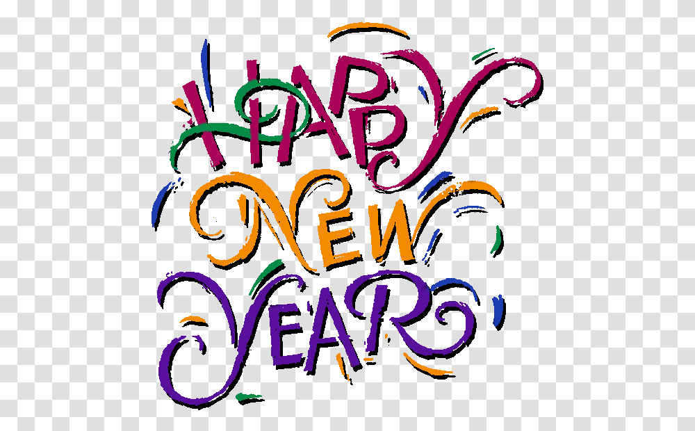 Happy New Year Word Art, Alphabet, Handwriting, Calligraphy Transparent Png