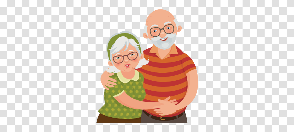 Happy Old Couple Cartoon, Person, Face, Female, People Transparent Png