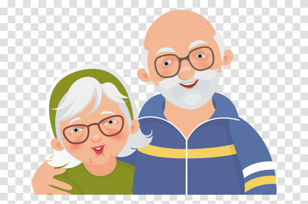 Happy Old Couple Cartoon, Person, Human, Glasses, Accessories Transparent Png