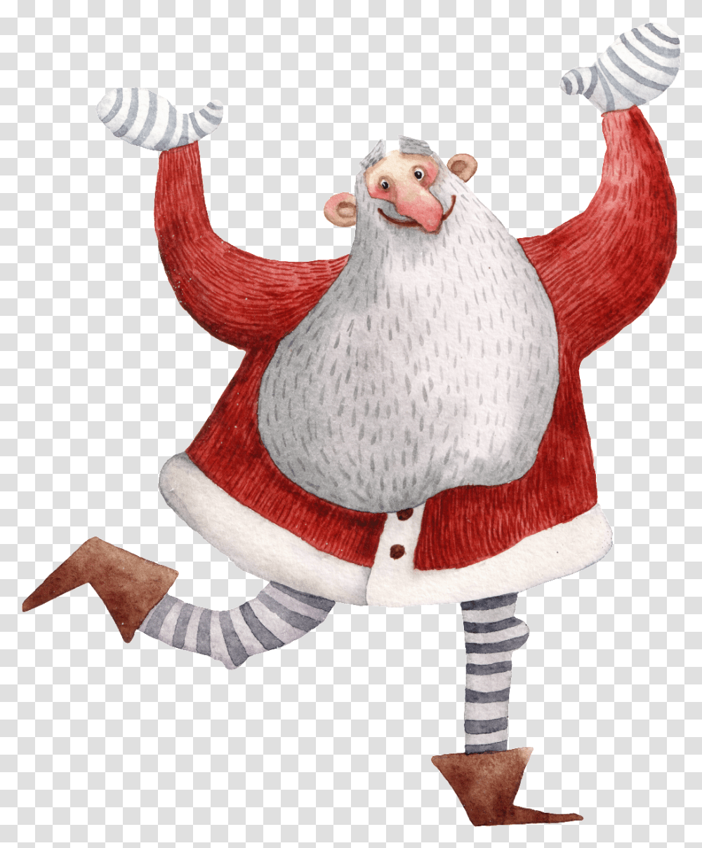 Happy Old Man Material Santa Claus Watercolor, Bird, Animal, Poultry, Fowl Transparent Png