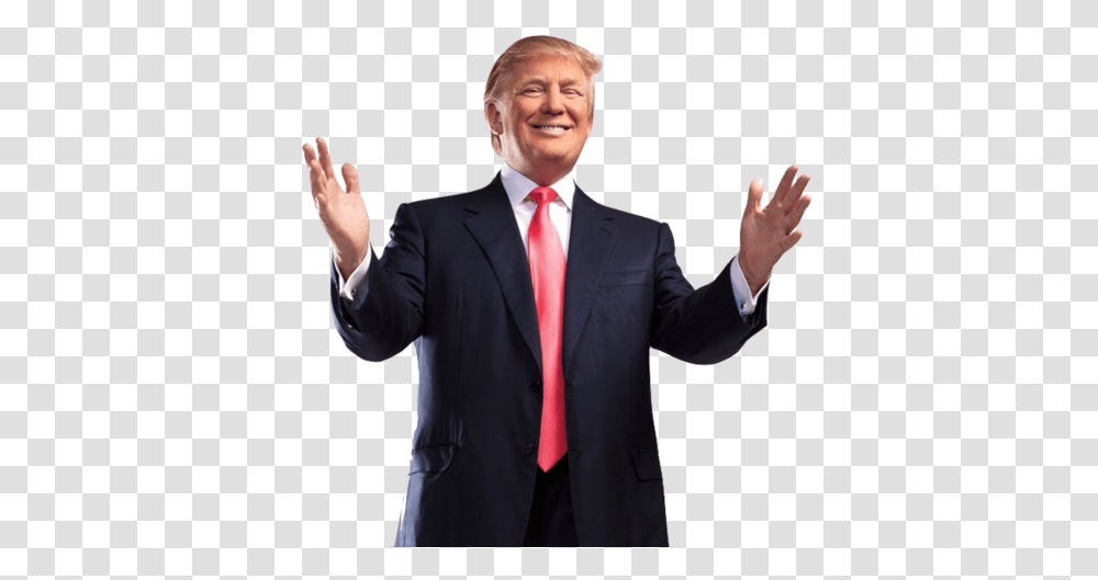 Happy Open Hands Trump Full Body Donald Trump, Tie, Audience, Crowd, Person Transparent Png