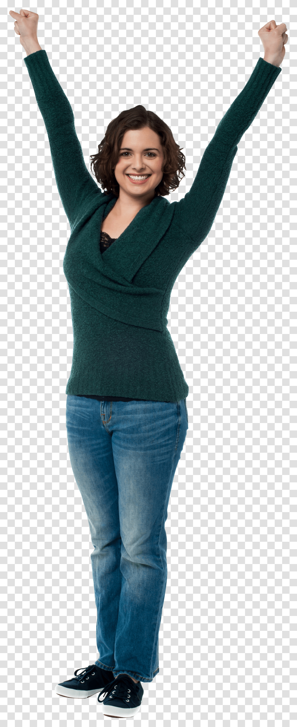 Happy Person Images Woman With Raised Arms, Apparel, Sleeve, Long Sleeve Transparent Png