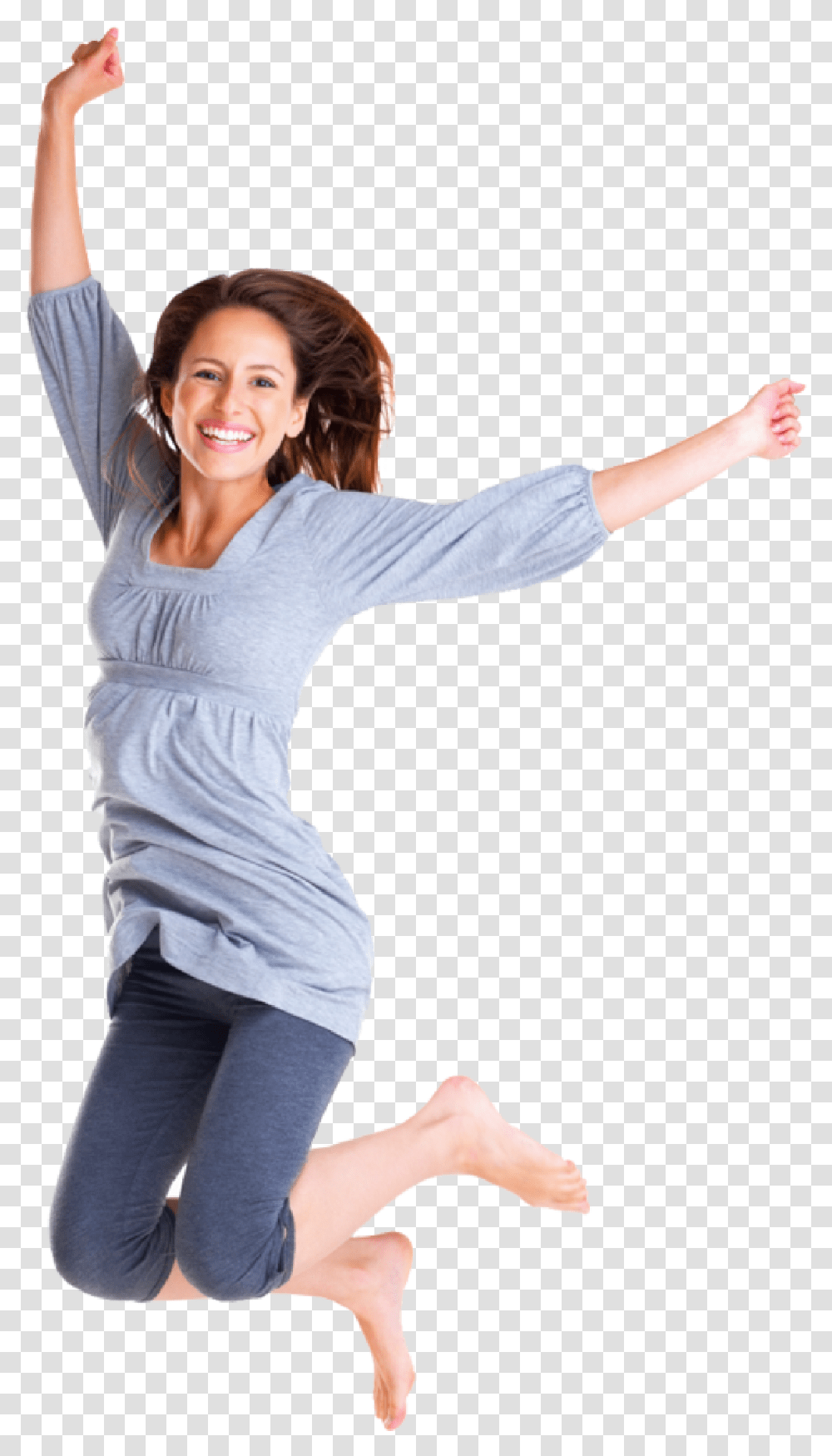 Happy Person Jumping Happy Woman Jumping, Sleeve, Long Sleeve, Female Transparent Png