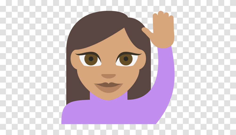 Happy Person Raising One Hand Medium Skin Tone Emoji Emoticon, Face, Smile, Drawing Transparent Png