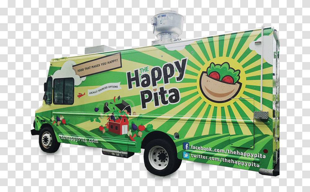 Happy Pita Food Truck, Vehicle, Transportation, Bus, Van Transparent Png