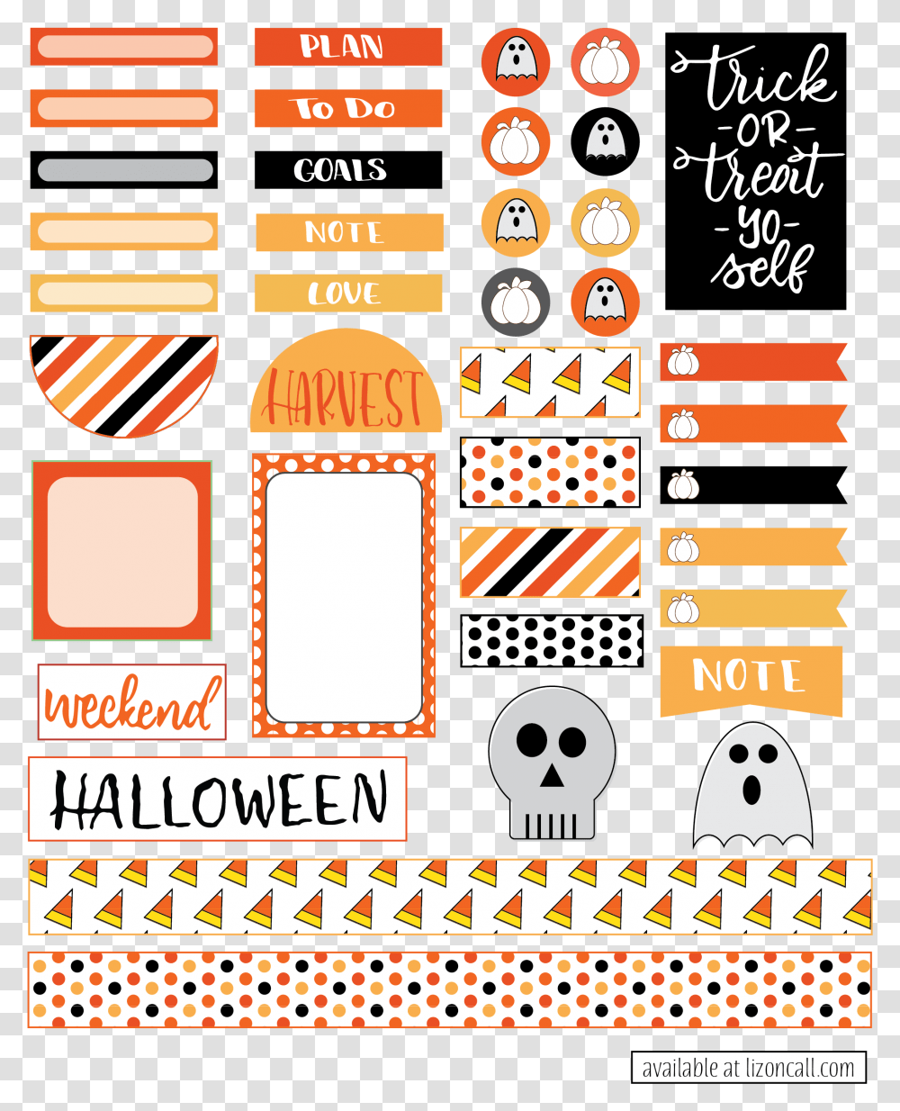 Happy Planner Halloween Stickers, Word, Label, Alphabet Transparent Png