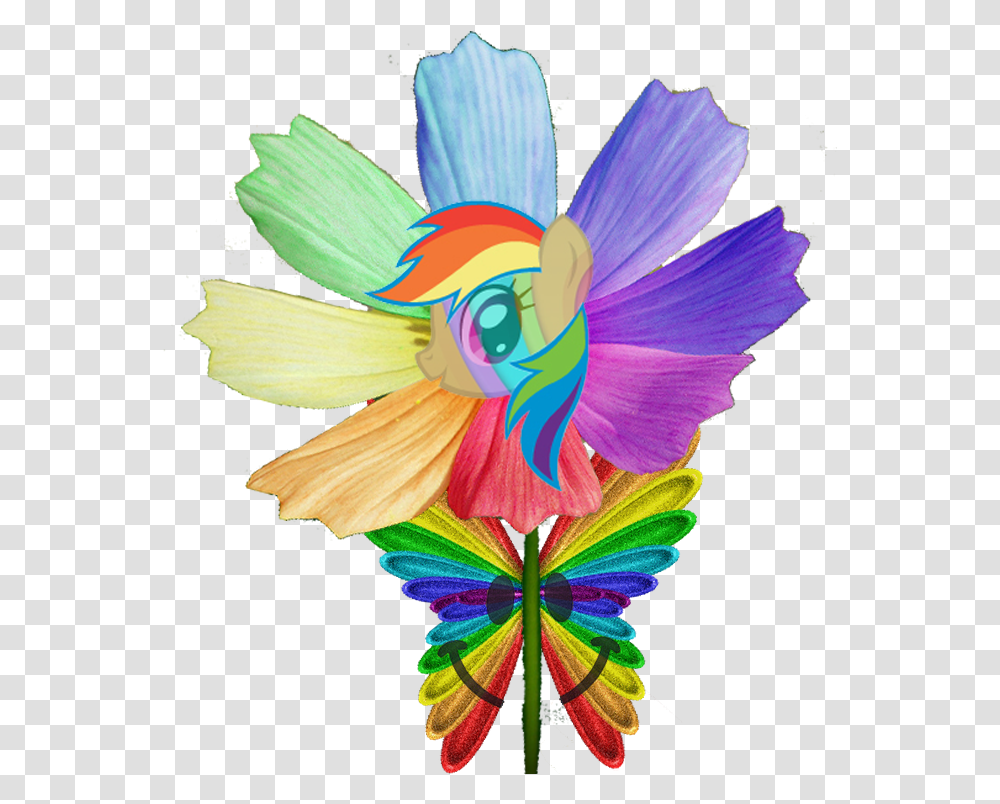 Happy Rainbow Butterfly Pony Flower By Animat505, Bird, Animal Transparent Png