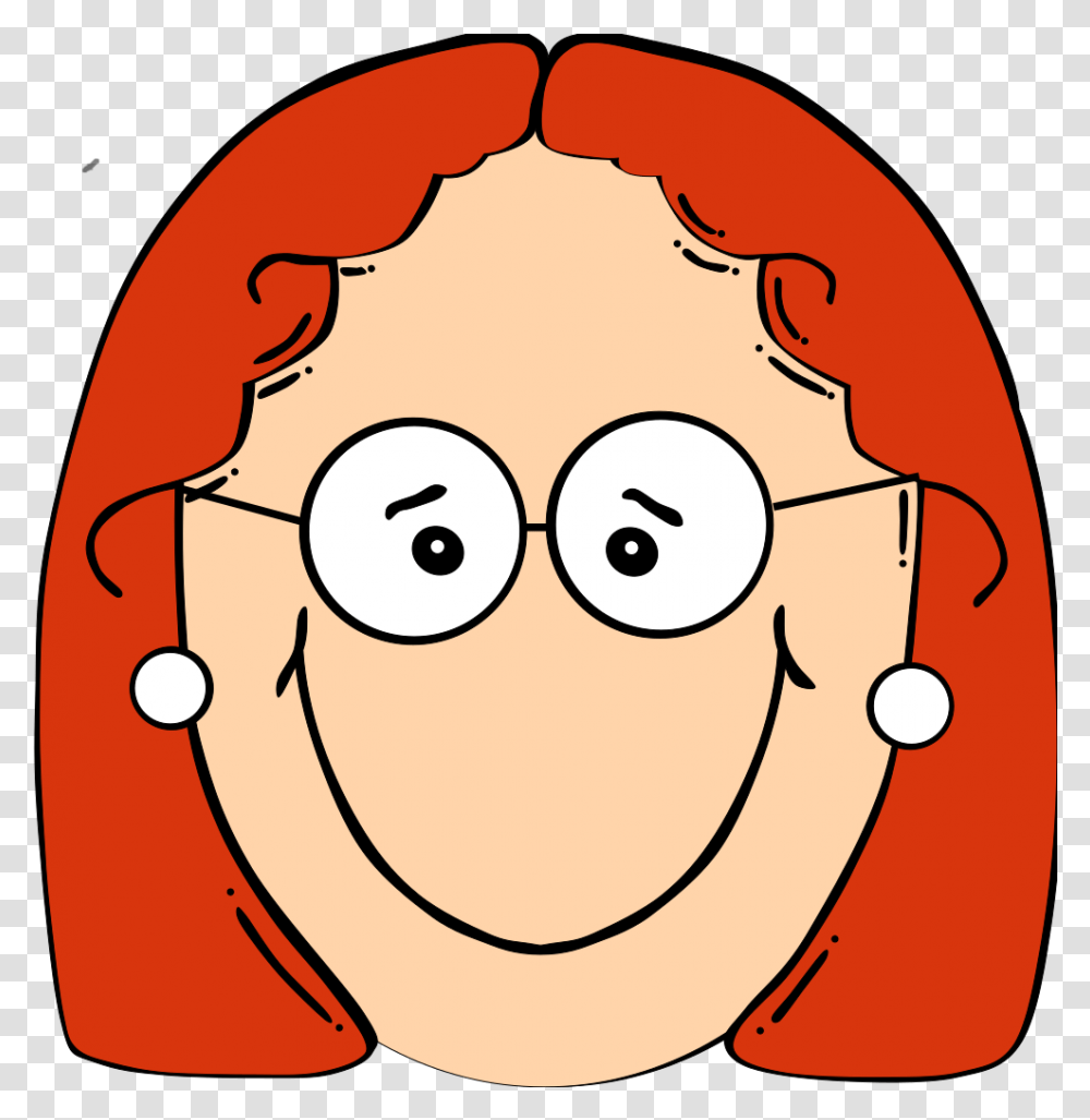 Happy Red Head Girl With Glasses Svg Clip Art For Web Happy Face Person Cartoon, Label, Text, Food, Heart Transparent Png