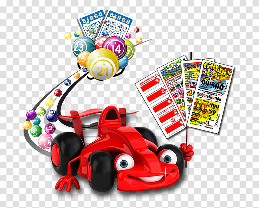 Happy Red Race Car Followed By Bingo Balls And Cards, Flyer, Poster, Paper, Advertisement Transparent Png