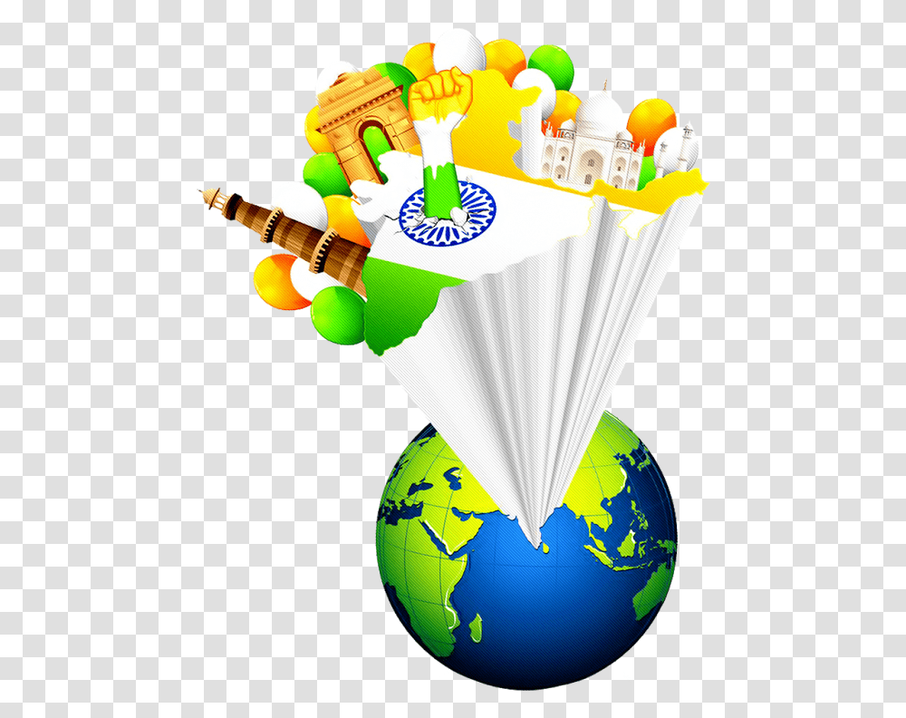 Happy Republic Day India 3d Map With Globe Republic Day India, Balloon, Outer Space, Astronomy, Universe Transparent Png
