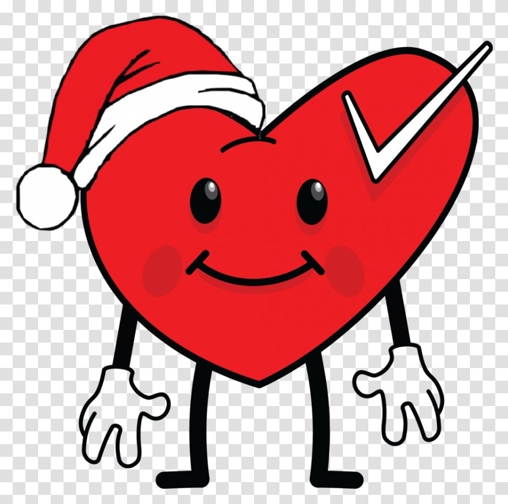 Happy Santa Heart Clipart Red Santa Hat, Face Transparent Png