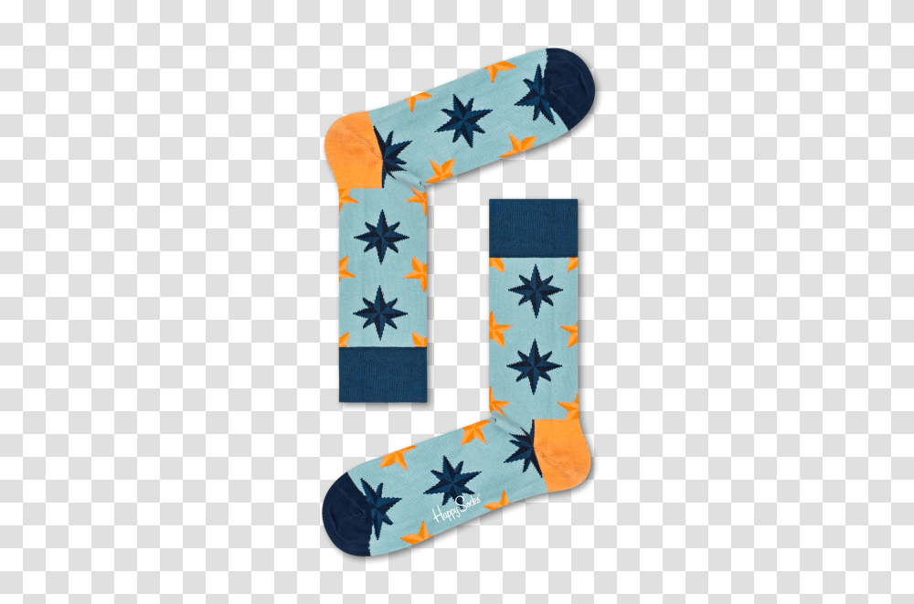 Happy Socks Nautical Star Sock Sock, Clothing, Apparel, Alphabet, Text Transparent Png