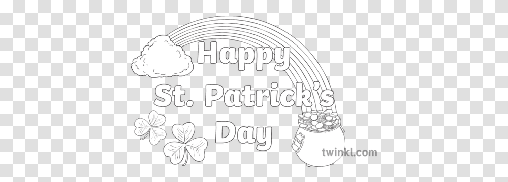 Happy St Patricks Day Colouring In Topics Ni Ks2 Black And White Line Art, Label, Text, Logo, Symbol Transparent Png