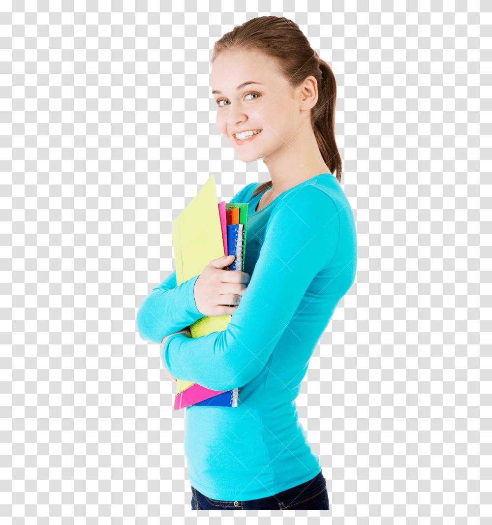 Happy Student Girl Isolated White Student, Person, Female, Sleeve Transparent Png