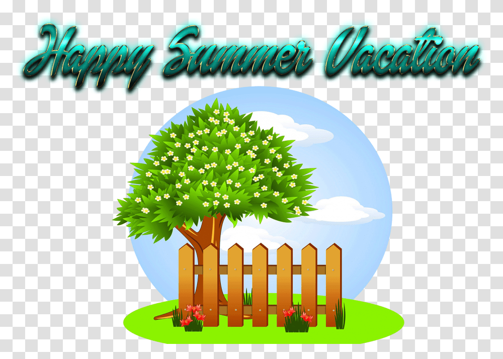 Happy Summer Vacation Image Download File, Tree, Plant, Fence, Outdoors Transparent Png