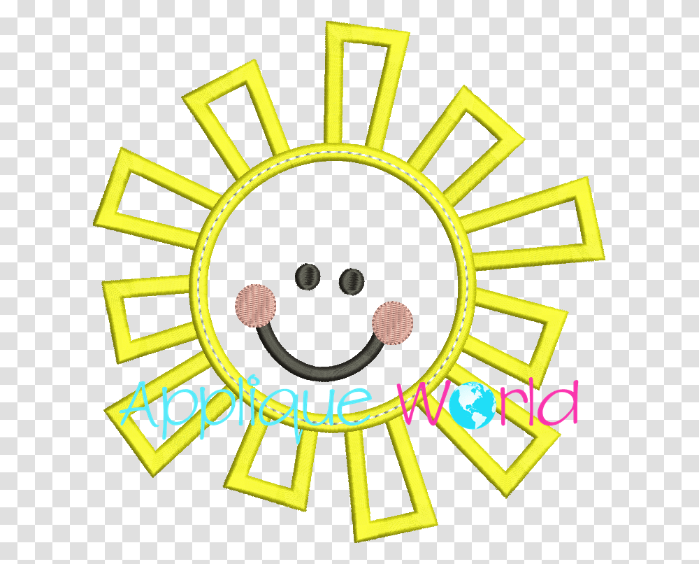 Happy Sun Applique Embroidery, Logo, Trademark, Light Transparent Png